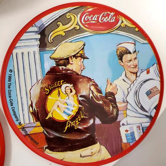 Nostalgic 1998 Coca-Cola Coasters in Tin-Space Exploration & Leisure Theme Set/4 - Picture 2 of 6